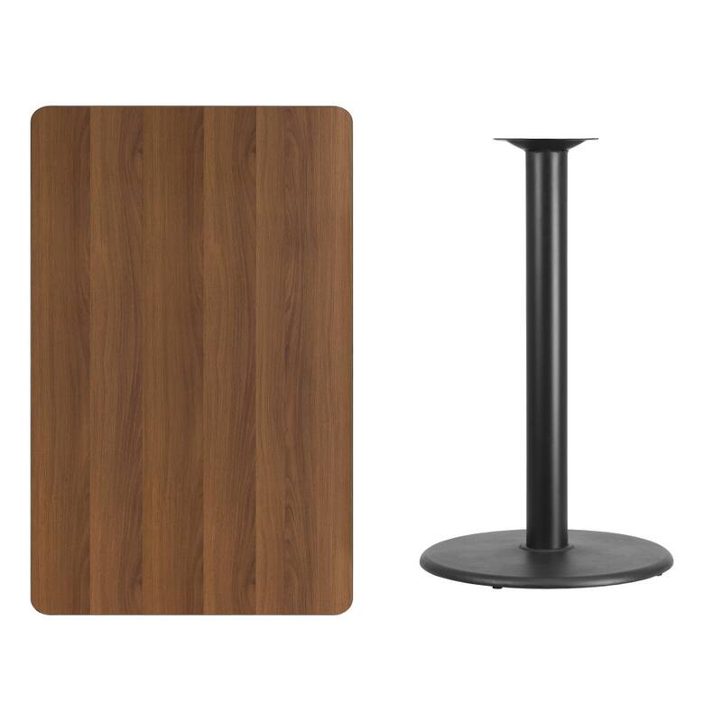 30'' x 48'' Rectangular Laminate Table Top with 24'' Round Bar Height Table Base - 30"W x 48"D x 43.125"H