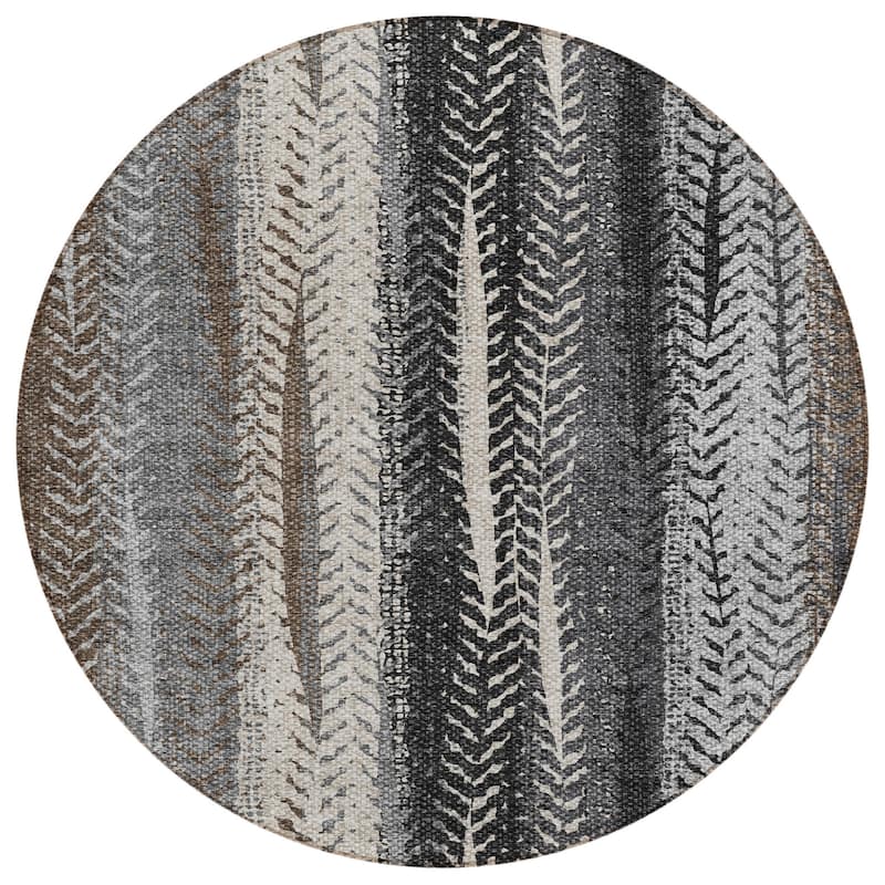 HomeRoots Botanical Leaves Transitional Rectangle Outdoor Rug