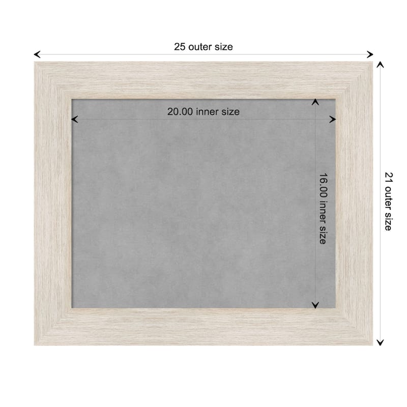 Amanti Art Hardwood White Wash Framed Magnetic Board - Board Size 20x16