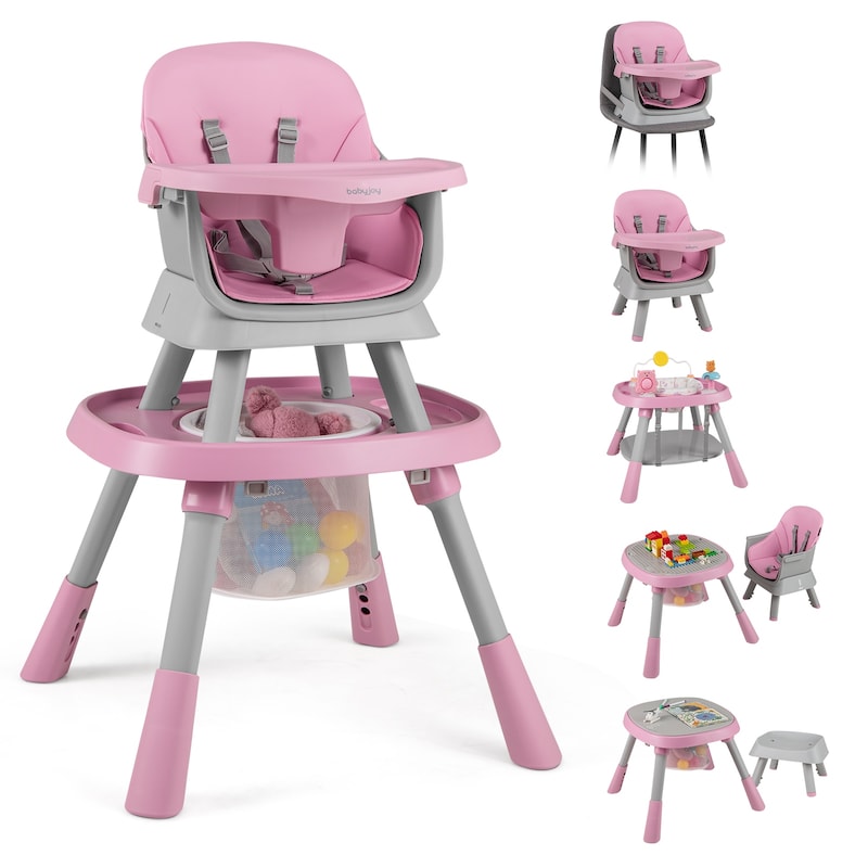 Gymax 16-in-1 Baby High Chair w/ Activity Center Booster Seat Building - Pink