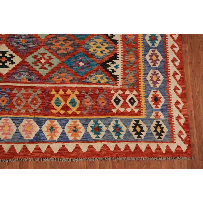 Kilim Oriental Area Rug Flatweave Bedroom Reversible Wool Carpet - 8'4"x 9'8"
