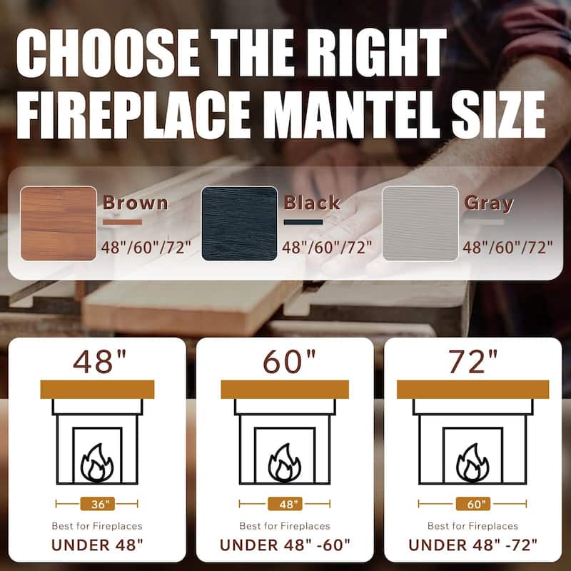 50LBS Capacity Rustic Wood Wall-Mounted Floating Shelf