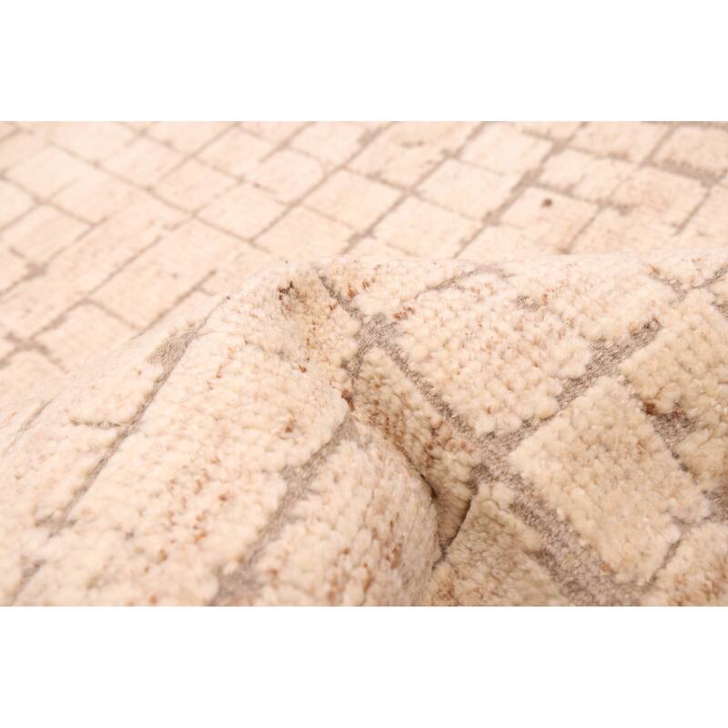 ECARPETGALLERY Hand-knotted Tangier Cream Wool Rug - 5'3 x 7'10