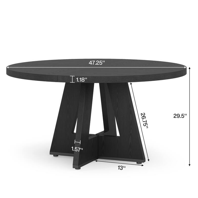 47-inch Round Conference Table for 4-6 People, Wooden Meeting Room Table