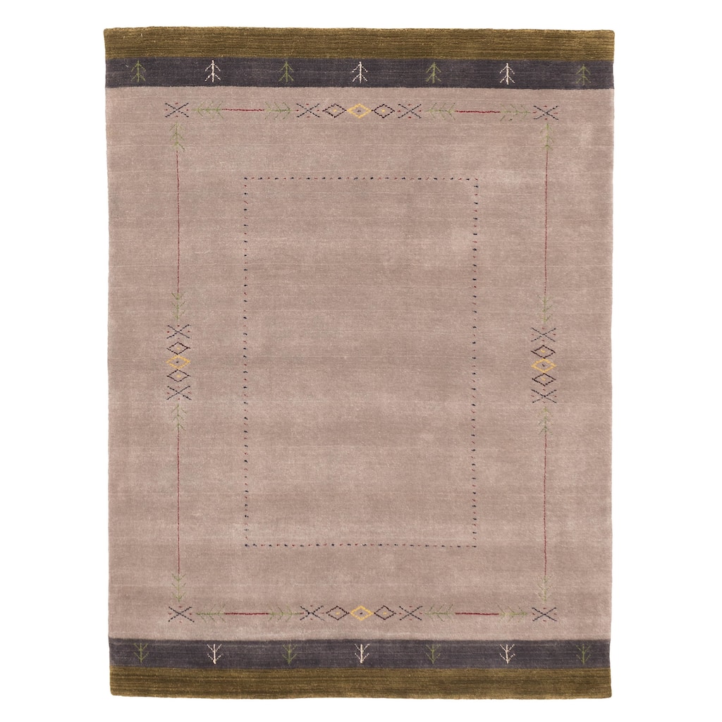 ECARPETGALLERY Hand Loomed Kashkuli Gabbeh Light Grey Wool Rug - 5'2 x 7'0