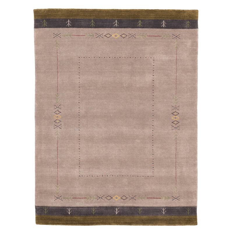 ECARPETGALLERY Hand Loomed Kashkuli Gabbeh Light Grey Wool Rug - 5'2 x 7'0