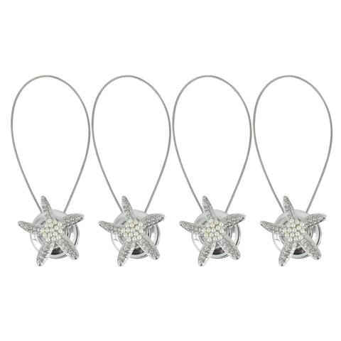 4pcs Magnetic Curtain Tieback 15.7"Holdback Curtain Holder,Silver Tone - Silver Tone - 15.7" Length