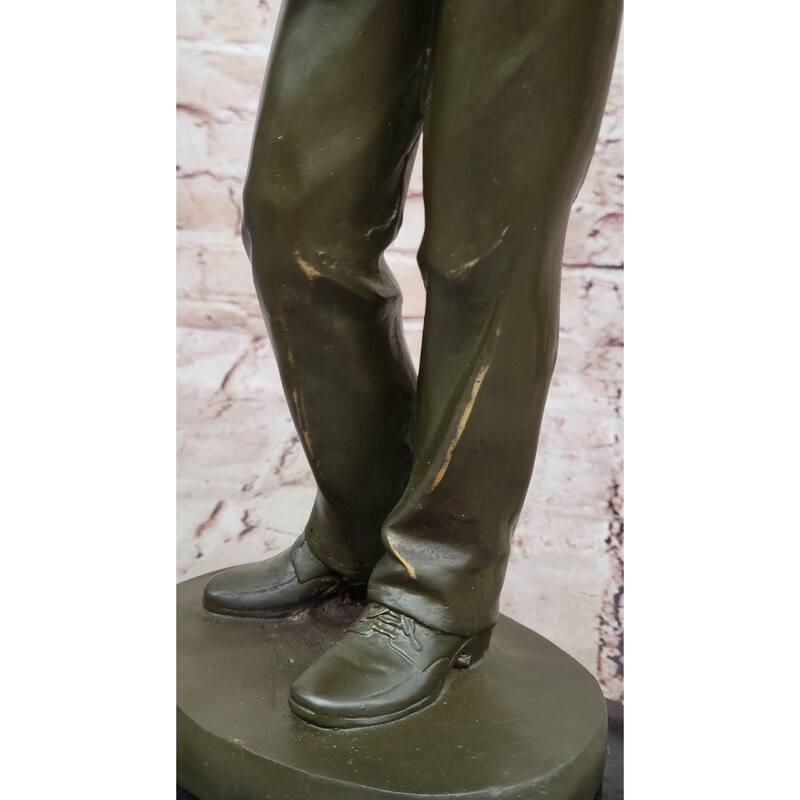Bronze Jazz Musician Playing Saxophone On Marble Base