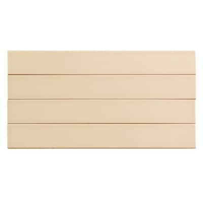Apollo tile 2" x 16" Horizonte Glossy Alabaster Beige Ceramic Tile (10.76 sq ft/case) - 50 Pack