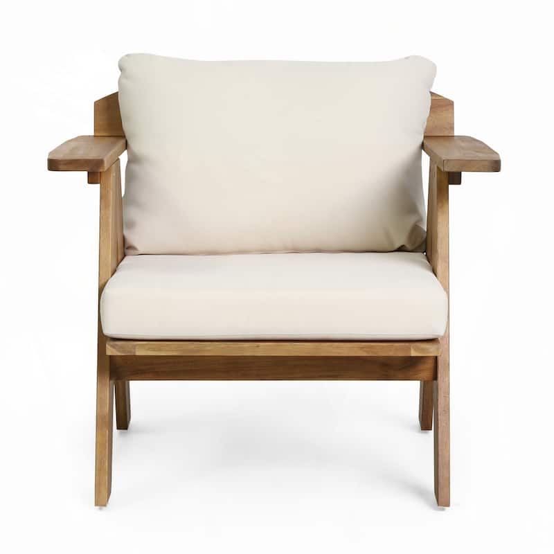 Outdoor Acacia Wood Club Chairs with Cushions (Set of 2)