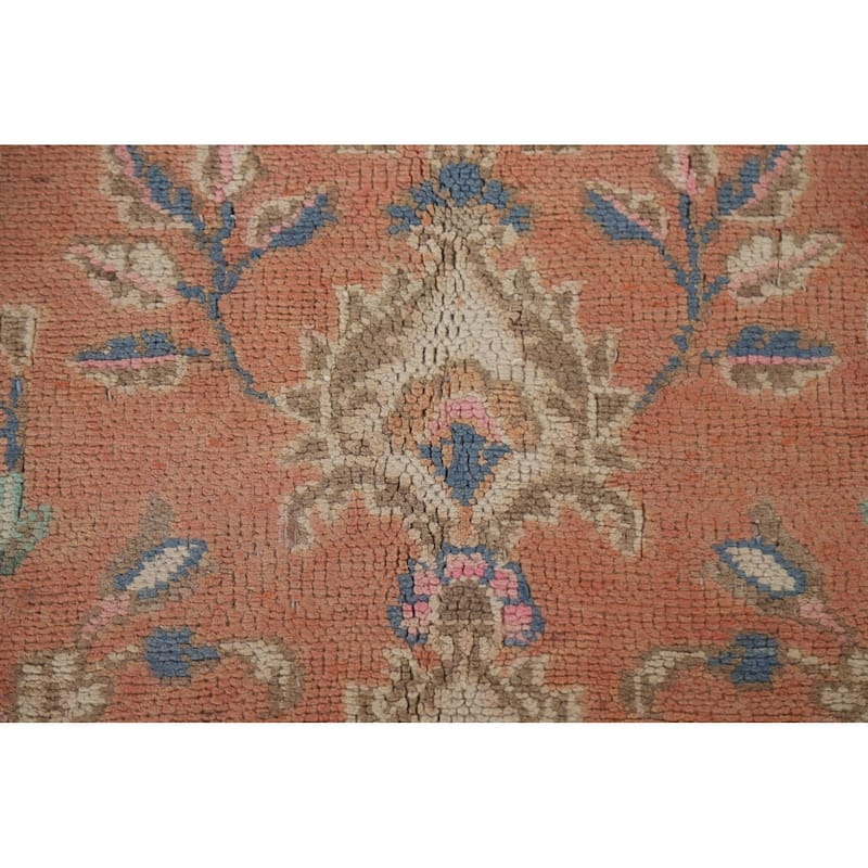 Hand Knotted Oriental 100% Wool Carpet Traditional Floral Coral Mashad Area Rug - 10' 7'' X 8' 0''
