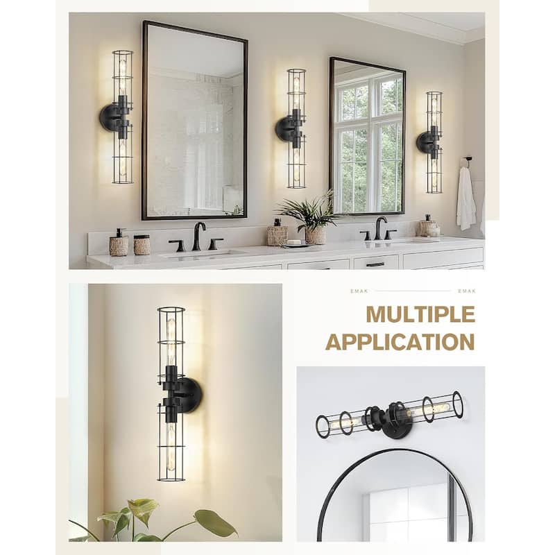 2 light vanity light black cylinder light metal wall light