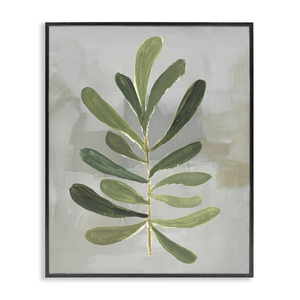 Stupell Single Green Leaf Branch Framed Giclee Art Design By Lanie Loreth