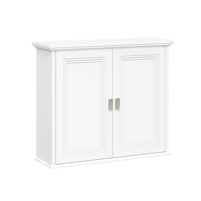 Geneva Two-Door Wall Cabinet with Layered Doors – White