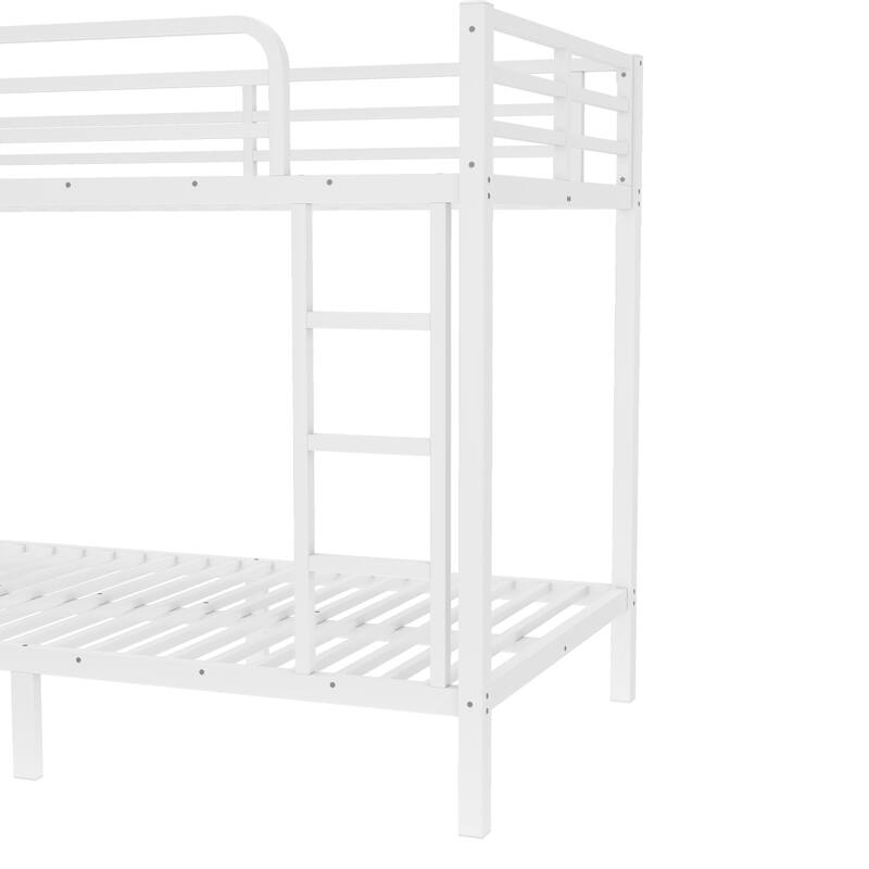 Space-Saving Twin XL over Twin XL Metal Bunk Bed for Teens and Adults, Noise Reduced, No Box Spring Needed, White
