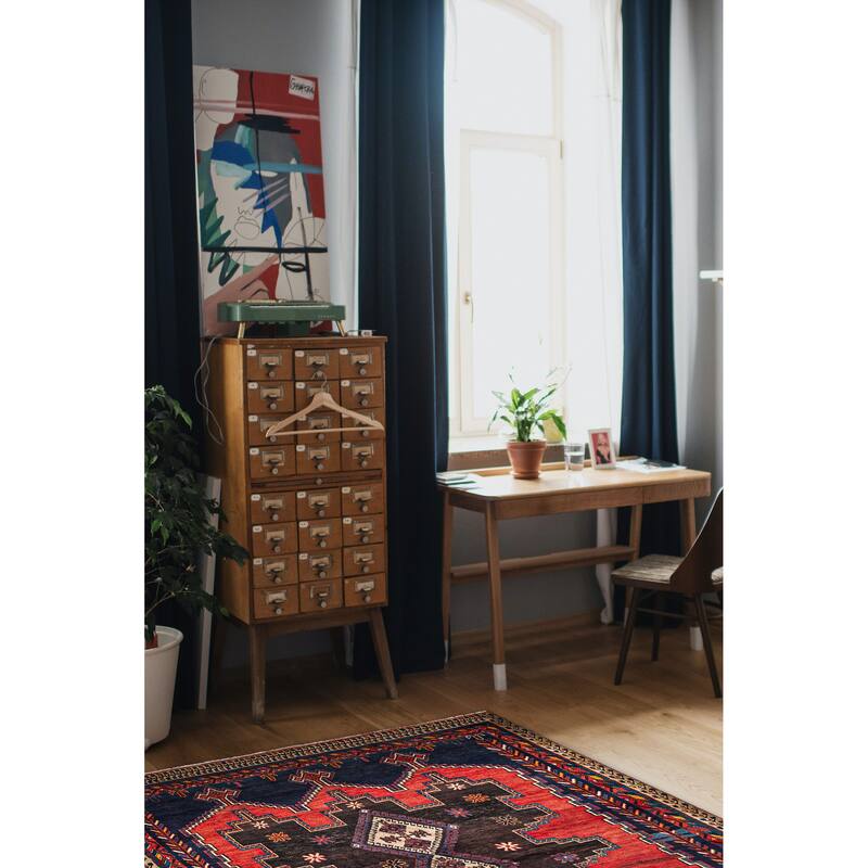 ECARPETGALLERY Hand-knotted Melis Black, Red Wool Rug - 5'0 x 6'4