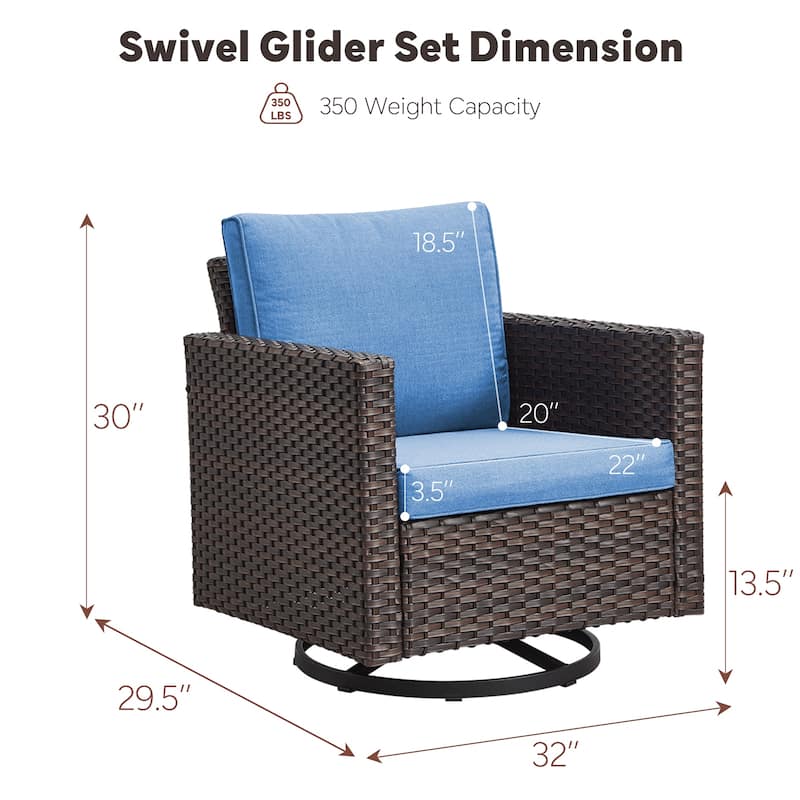 Pocassy Glider Chairs PE Wicker Swivel Chairs Set of 2