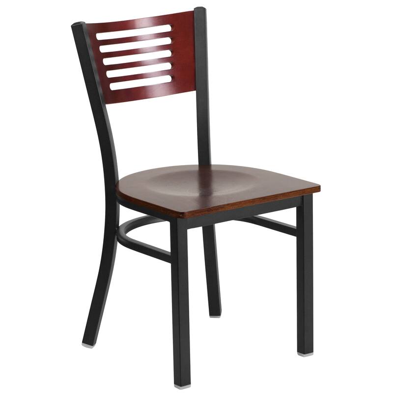 2 Pack Decorative Slat Back Metal Restaurant Chair - 17"W x 21"D x 32"H - 17"W x 21"D x 32"H