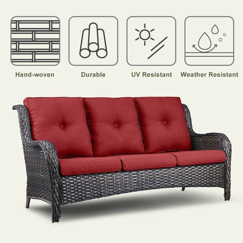 Patio Glider Chair Sofa with Fire Pit Table