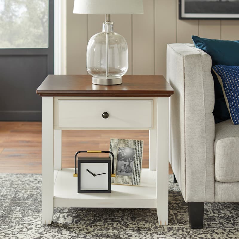 Simple Living Charleston End Table - 24"H x 23.75"W x 23.75"D - Chestnut