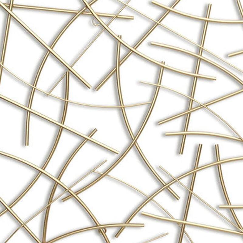 HomeRoots 24" X 44" Gold Abstract Lines Metal Hanging Dimensional Sculpture