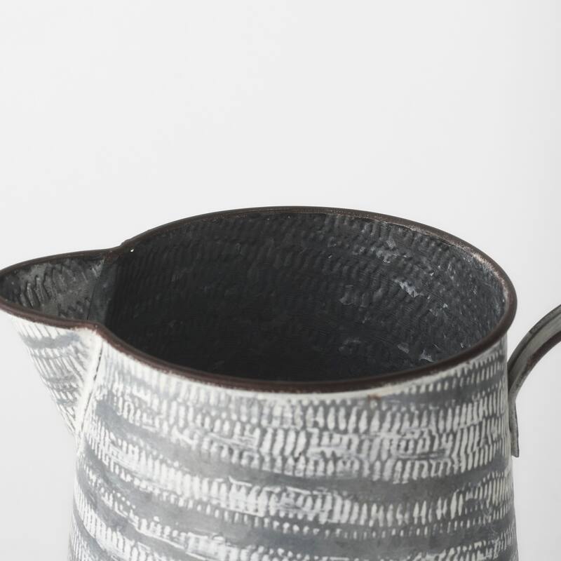 Serena II (Large) Gray/White Textured Metal Jug