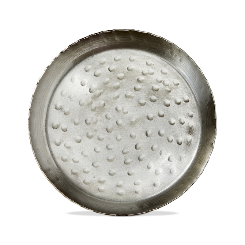 Remi Round Nickel Pillar Plate Candle Holder 4.5 x 4.5 x 0.5 in Everyday Iron Decorative Accent