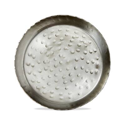 Remi Round Nickel Pillar Plate Candle Holder 4.5 x 4.5 x 0.5 in Everyday Iron Decorative Accent