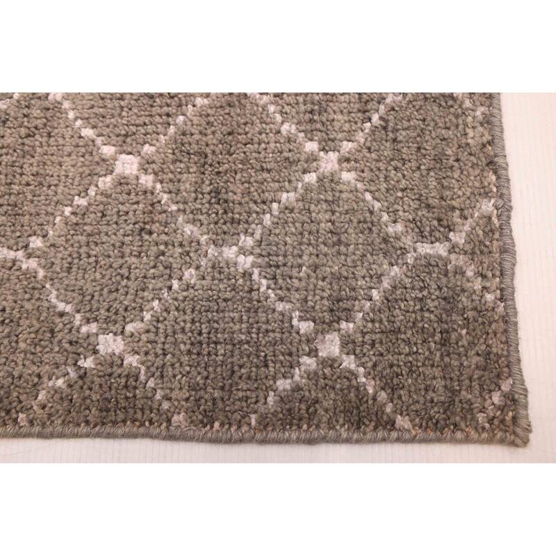 ECARPETGALLERY Hand-knotted Tangier Grey Viscose, Wool Rug - 5'3 x 7'6