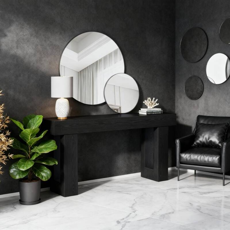 Anmytek Farmhouse Console Table,Wooden Rectangular Sofa Table Behind Couch for Entrance