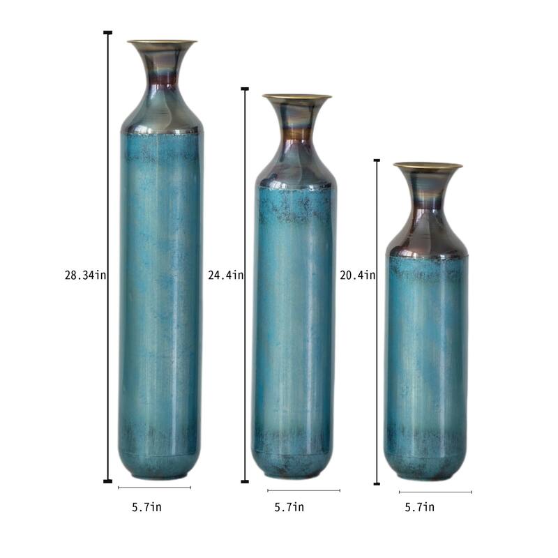 Droplet Shaped Home Decorated Floor Metal Vases (Set of 3)