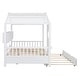 preview thumbnail 10 of 18, Full Size Wooden House Platform Bed With Trundle and Storage Shlef
