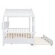 preview thumbnail 42 of 57, Wooden Twin Size House Bed with Trundle and Storage Shelves for Kids