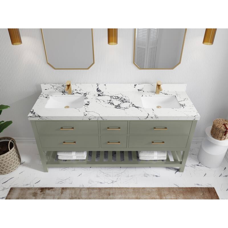 Willow Collections 72 in. W x 22 in. D Parker Double Sink Bathroom Vanity with Countertop