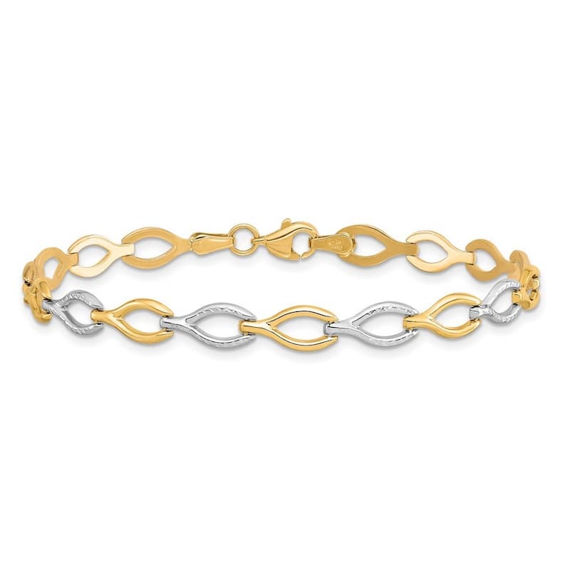 Curata 10k Two tone Gold 5.5mm Polished Sparkle Cut Horseshoe Bracelet 7.5 Inch
