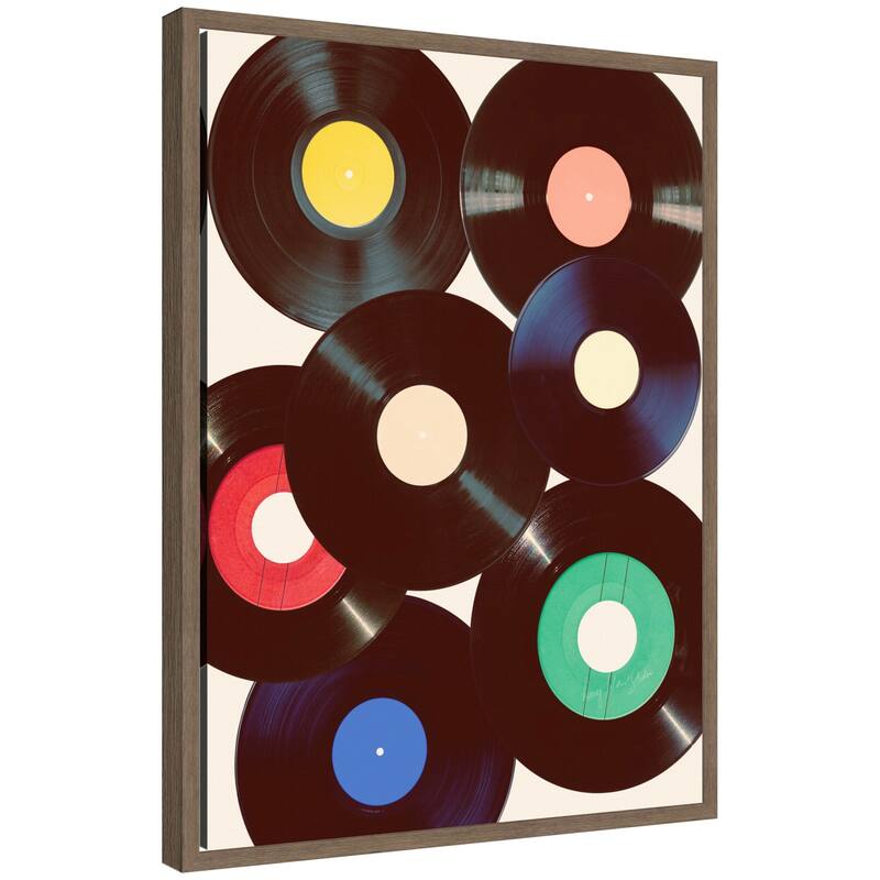 Kate and Laurel Sylvie Retro Vinyl Framed Canvas by Honey Island Studio - 18x24 - Brown