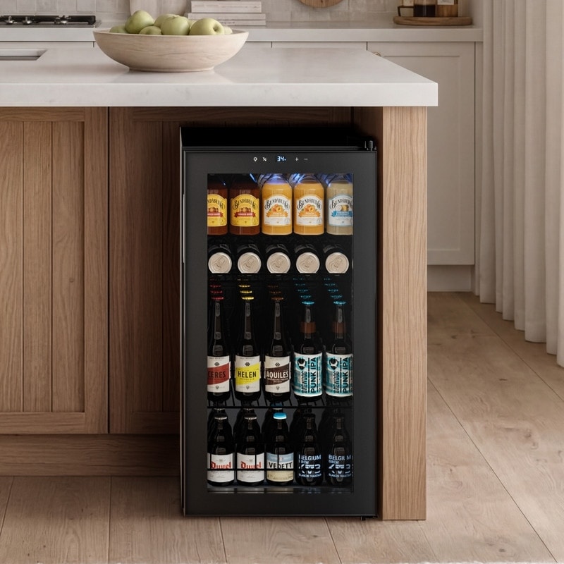 Yeego 95 cans Direct-cool Beverage Cooler, Mini Fridge with Adjustable Shelves