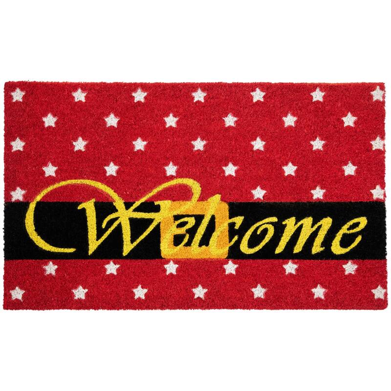 Red and Black Santa Suit Buckle "Welcome" Coir Christmas Outdoor Doormat 18" x 30" - 18" x 30"