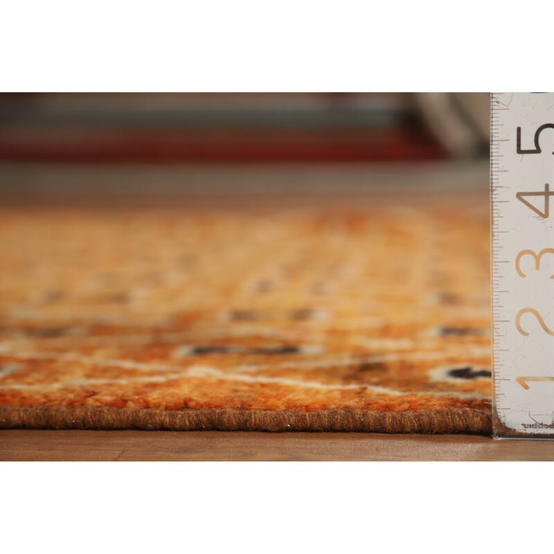 Trellis Moroccan Oriental Area Rug Handmade Orange Wool Carpet - 6'10" x 9'9"