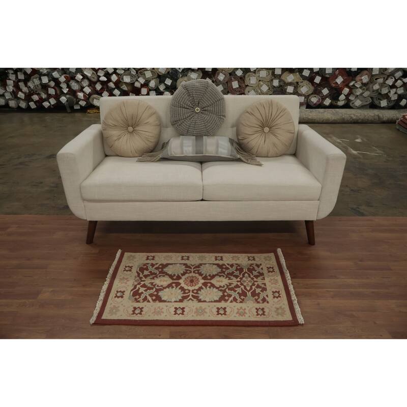 Hand Knotted Oriental 100% Wool Carpet Traditional All-Over Oranges & Rust Ziegler Area Rug - 3' 2'' X 2' 0''