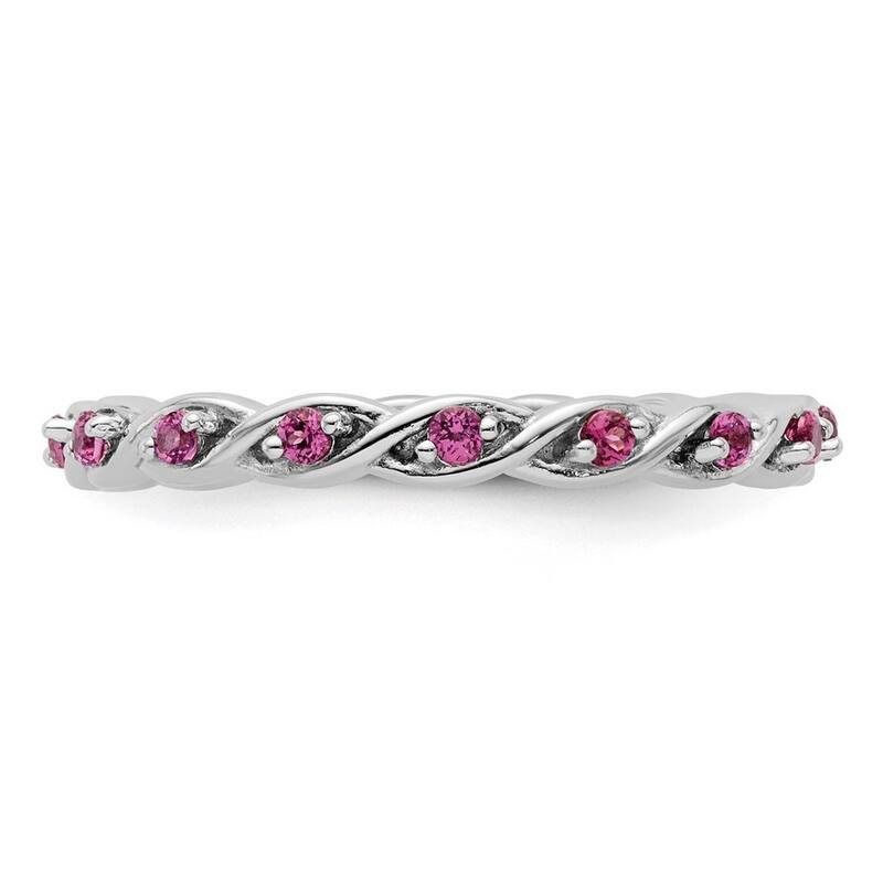 Curata 2.5mm 925 Sterling Silver Polished Prong set Stackable Expressions Rhodolite Garnet Ring