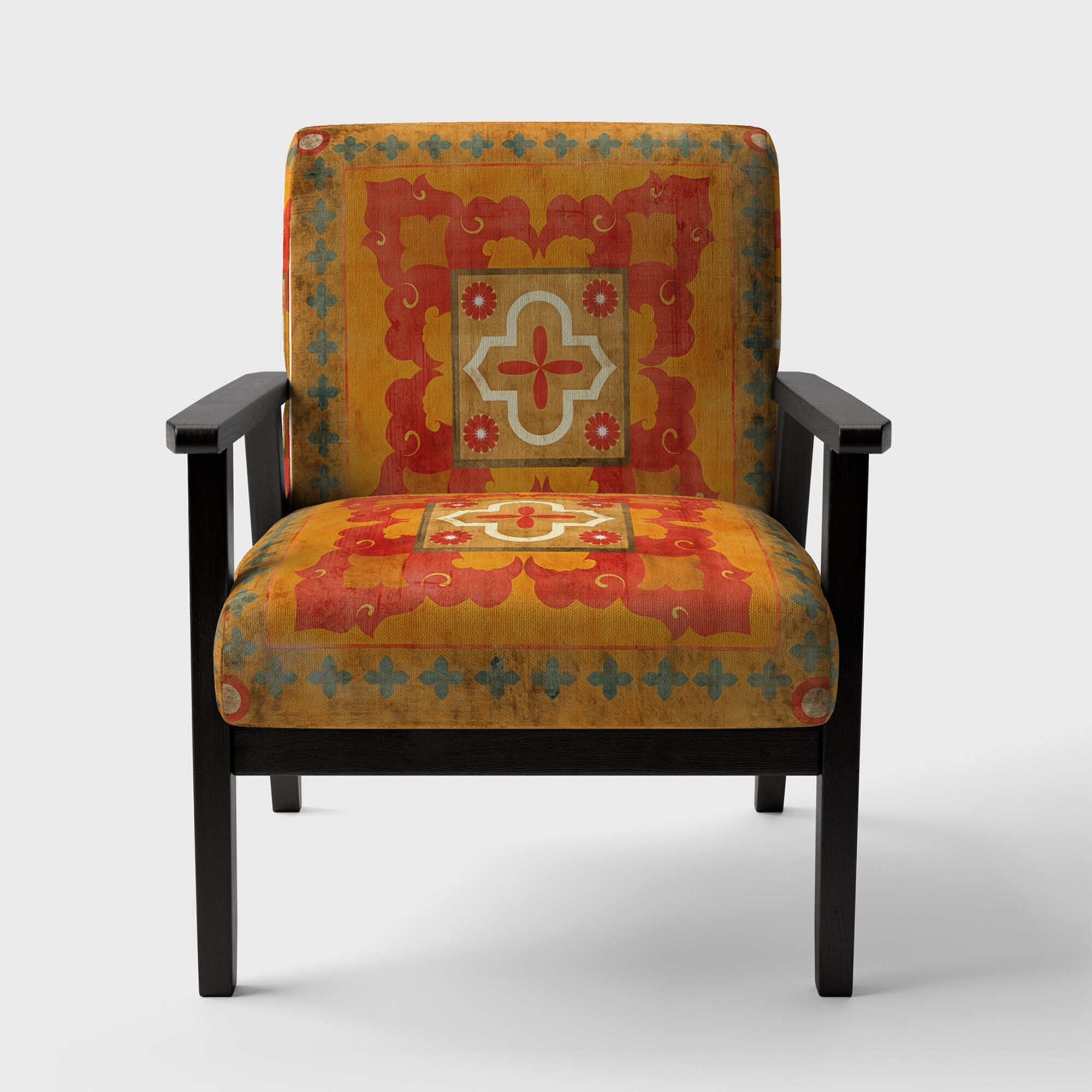 Designart "Moroccan Orange Tiles Collage II" Upholstered - Picture 7 of 20