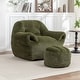 preview thumbnail 1 of 42, Bean Bag Chair, Comfy Bean Bag Sofa with Back Support, With Footstool,Faux Fur Bean Bag Chair Green