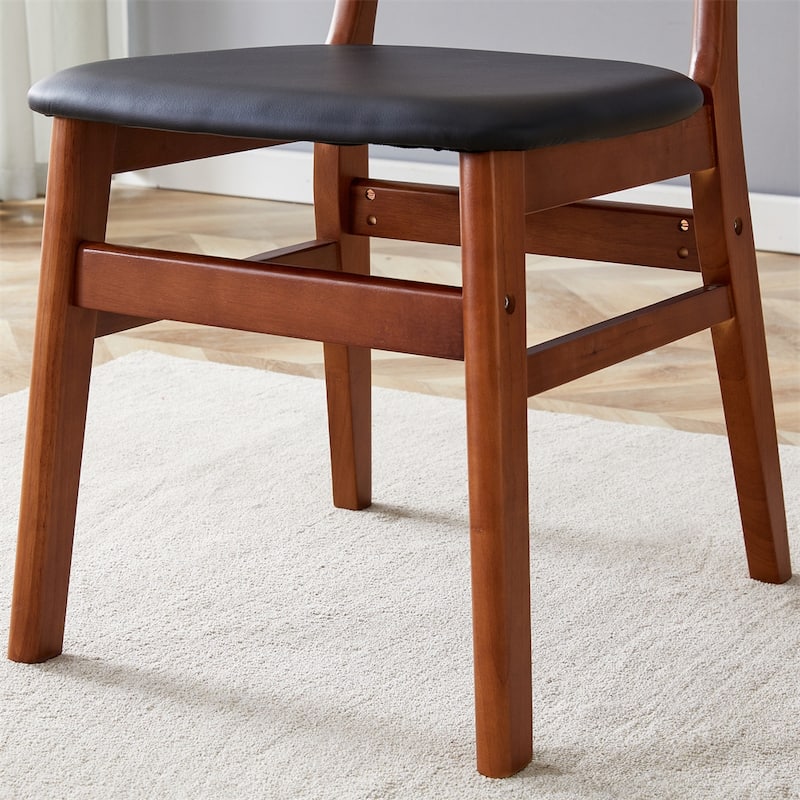 The Stylish And Durable Solid Wood Dining Chair,PU Cushion,Set of 2