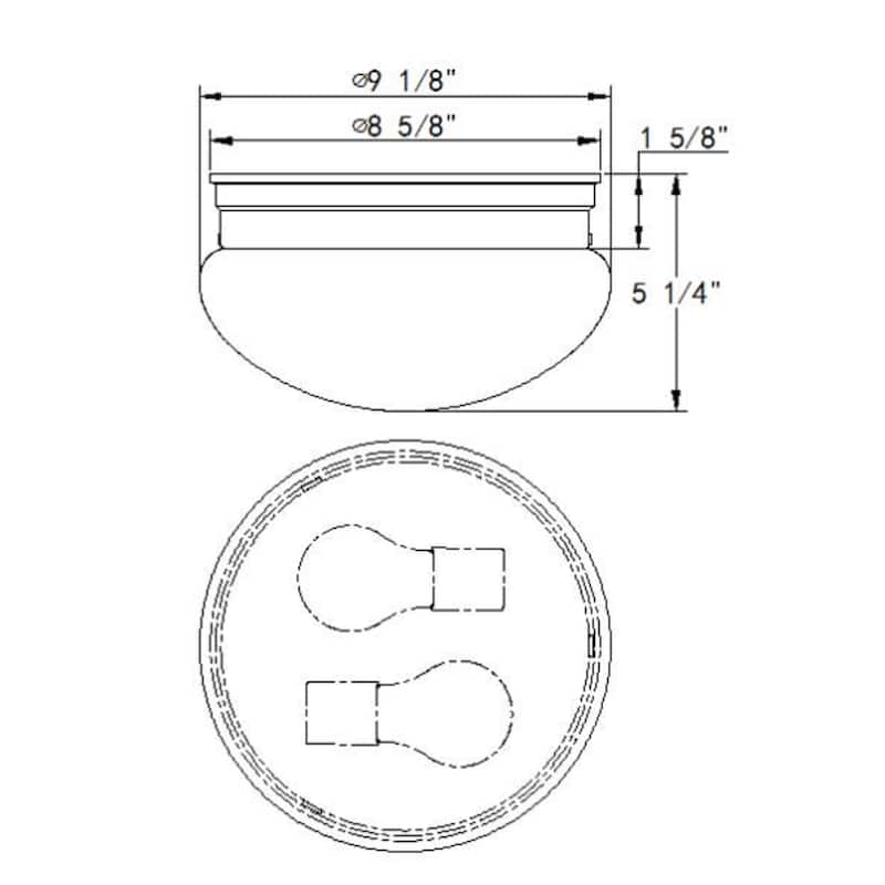 2 Light Simple Round 9"W Flush Ceiling Light in Bronze