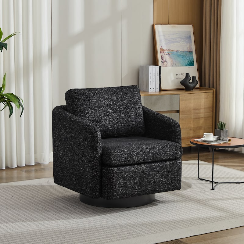 31.5"W Swivel Accent Chair and Comfy Round Accent Single Sofa Chair, 360 Degree Club Chair, Lounge Armchair for Living Room - Black+ Gray