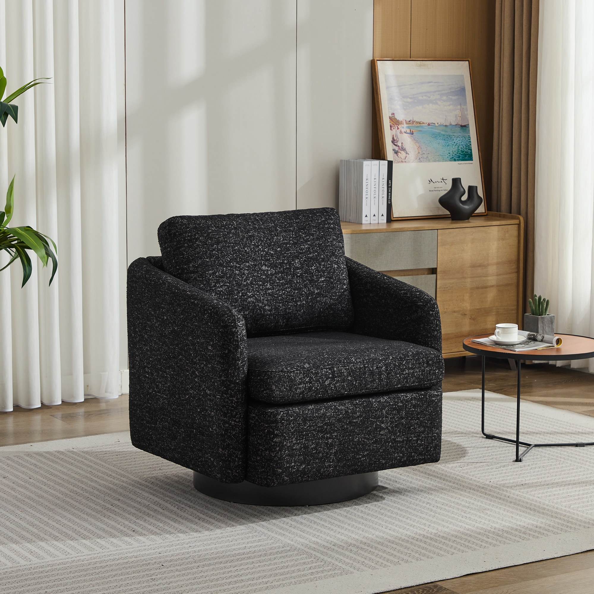Swivel Comfy Round Single Sofa Accent Club Chair,Lounge Armchair