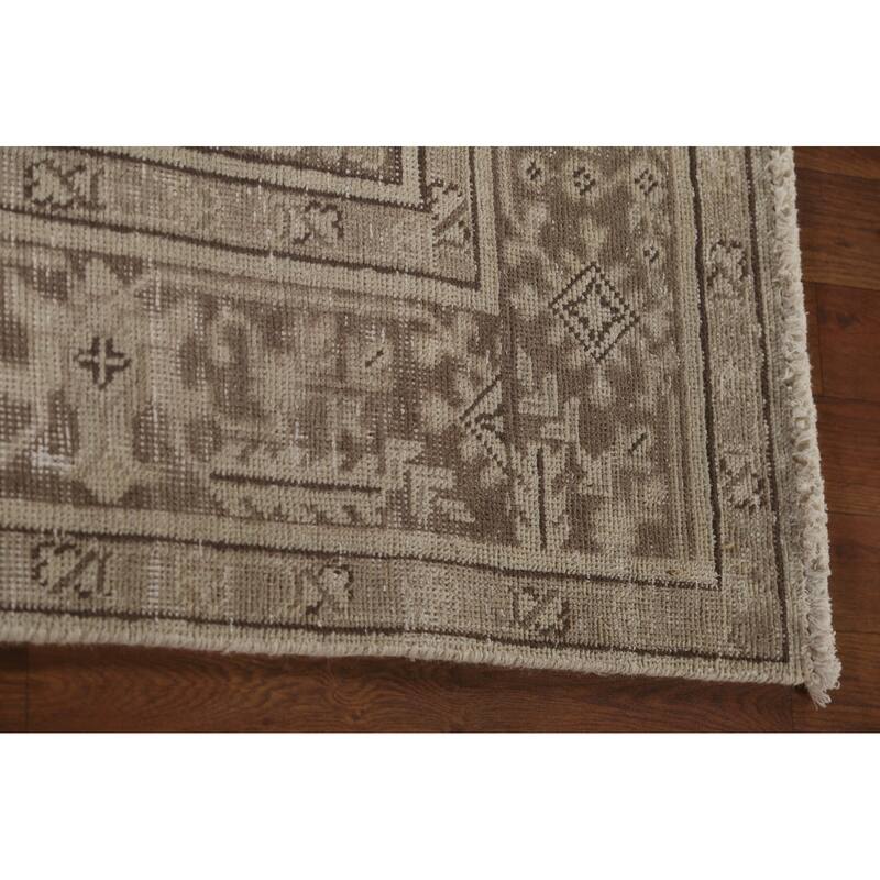 Distressed Tabriz Persian Antique Area Rug Hand-Knotted Wool Carpet - 6'6" x 9'6"