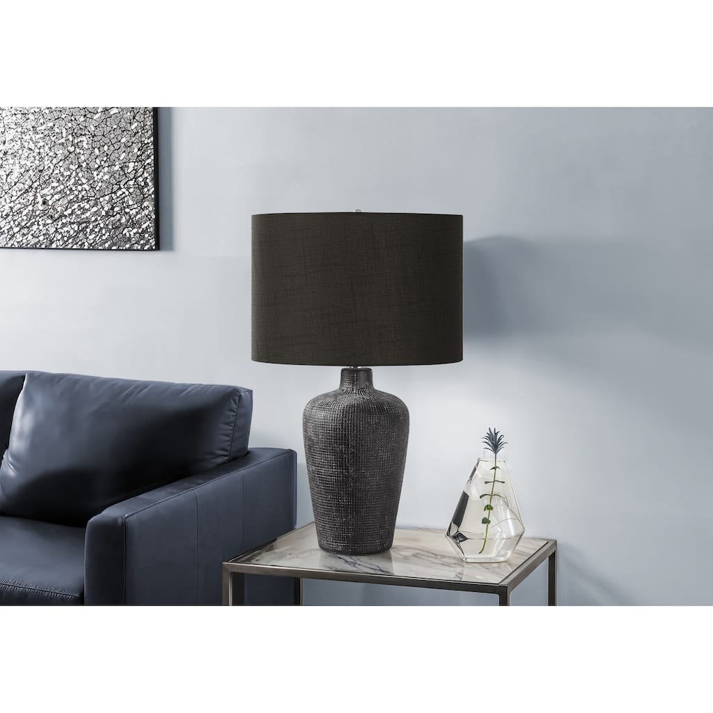 Lighting, Table Lamp, 24"h, Black Ceramic, Black Shade, Contemporary