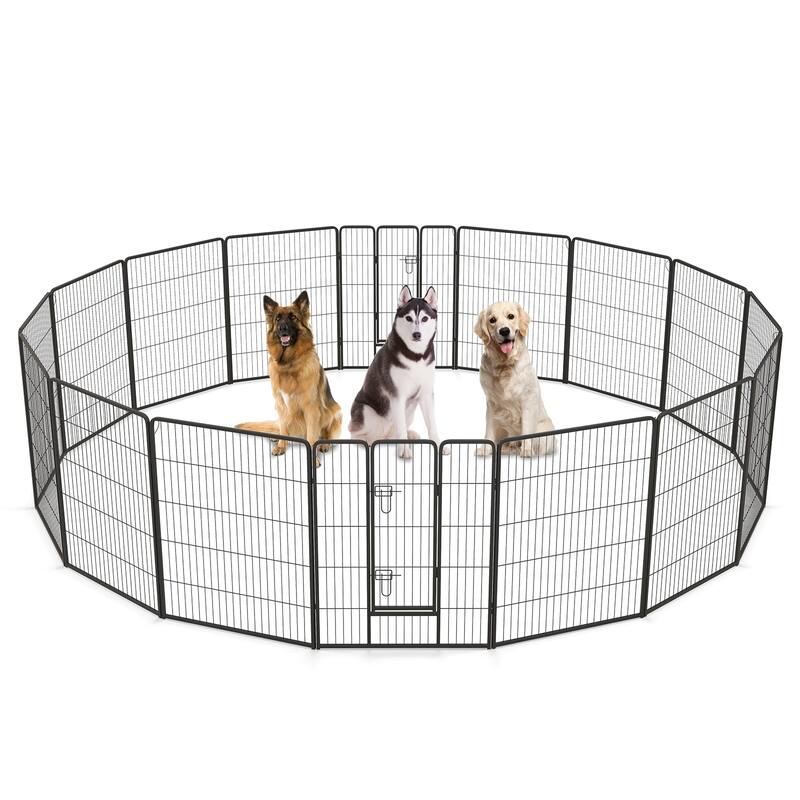 16 Panel Dog Playpen with Lockable Door for Safe Pet Space